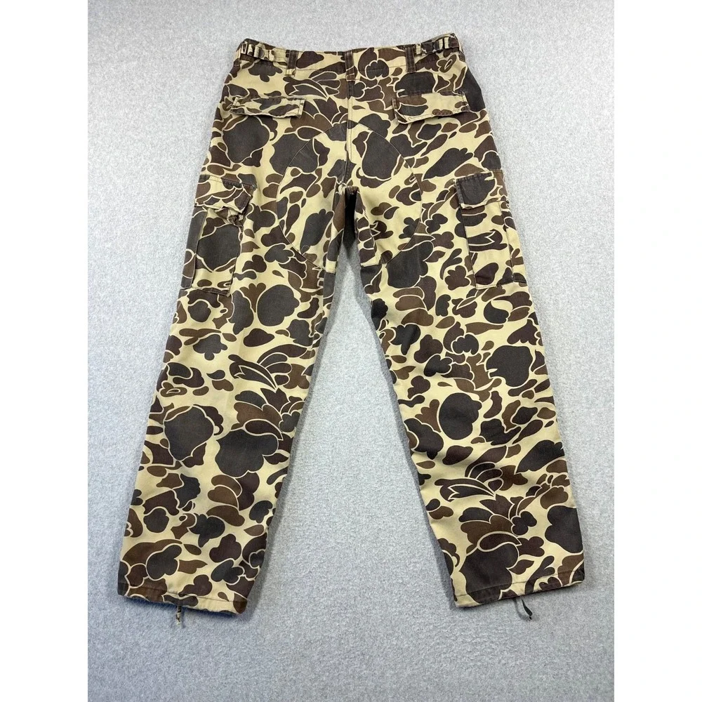 Vintage Winchester Duck Camo Hunting Pants Mens 38 x32 Brown Cargo Pockets